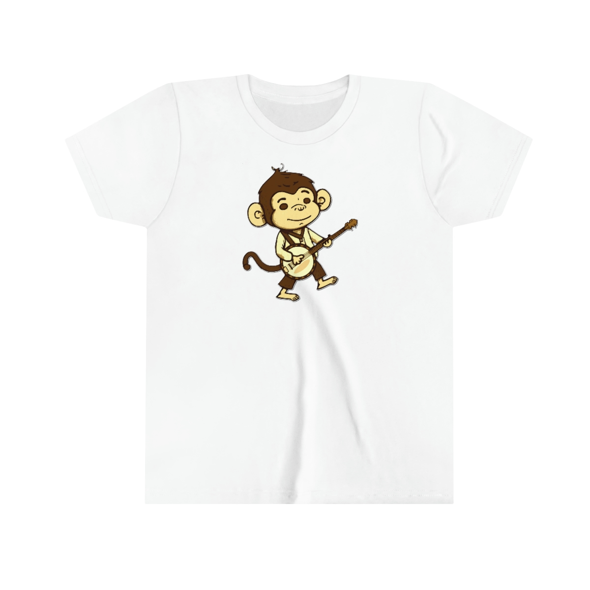 "Banjo Bonobo" - Monkey Playing The Banjo - Short Sleeve Banjo Shirt - Youth Sizes - Image 2