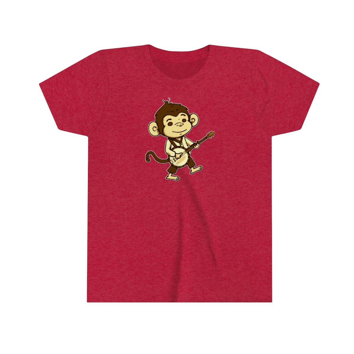 "Banjo Bonobo" - Monkey Playing The Banjo - Short Sleeve Banjo Shirt - Youth Sizes - Image 8