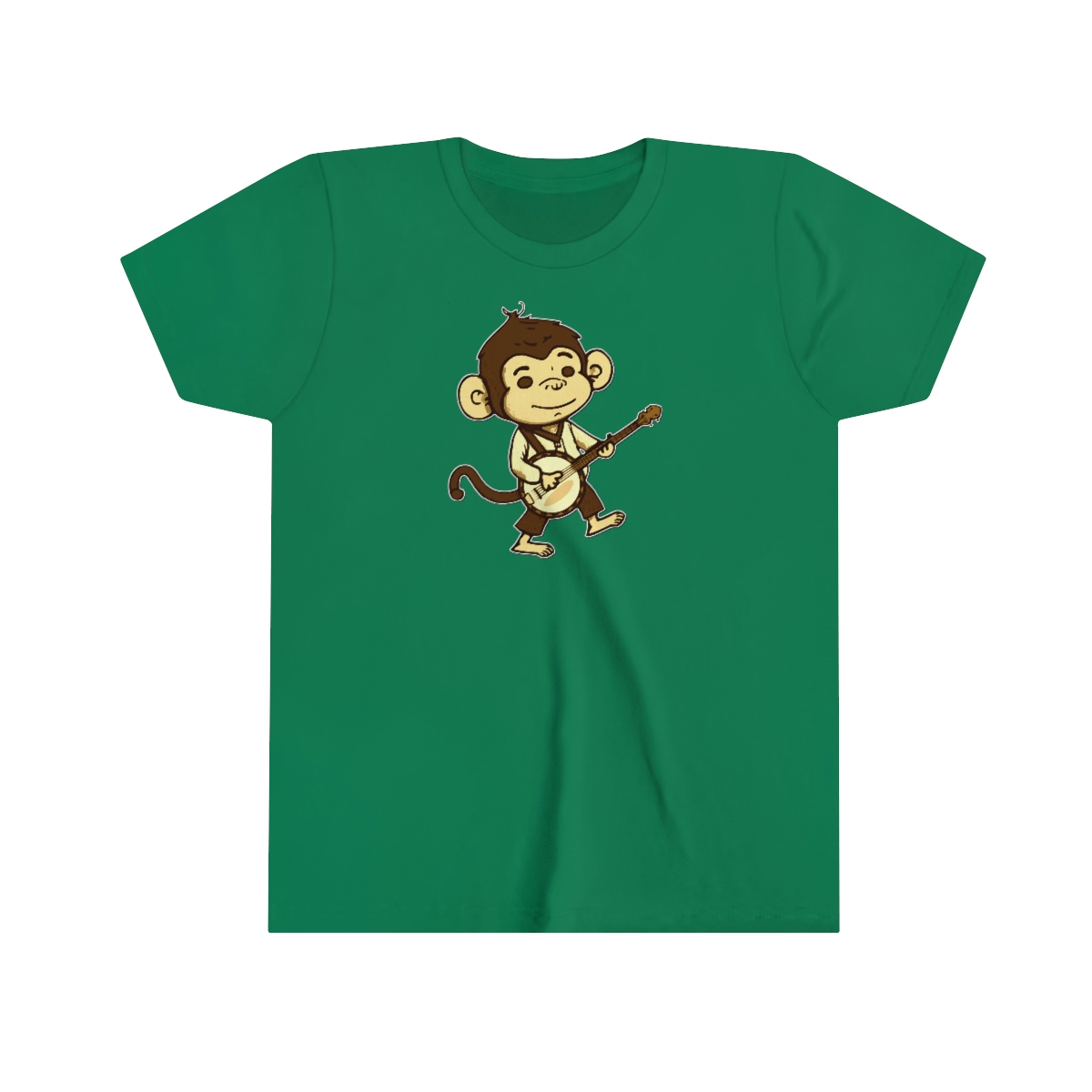 "Banjo Bonobo" - Monkey Playing The Banjo - Short Sleeve Banjo Shirt - Youth Sizes - Image 3