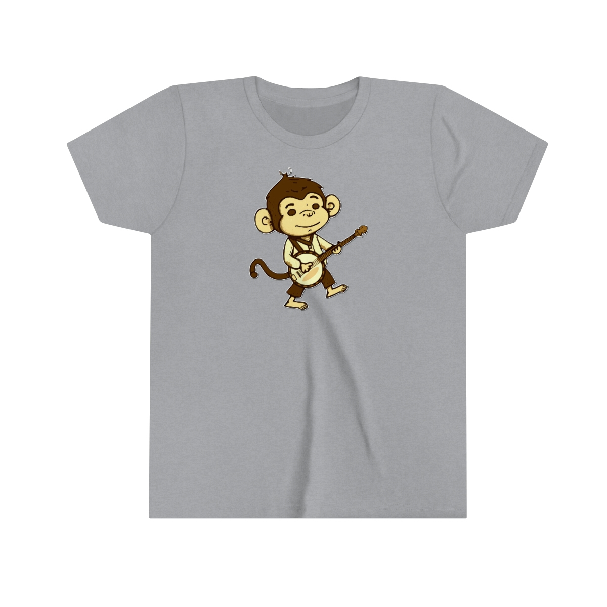 "Banjo Bonobo" - Monkey Playing The Banjo - Short Sleeve Banjo Shirt - Youth Sizes - Image 4