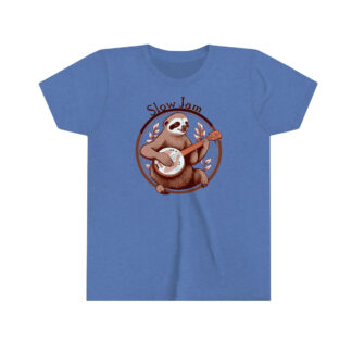 "Slow Jam" - Sloth Playing A Banjo - Short Sleeve Banjo Shirt - Youth Sizes