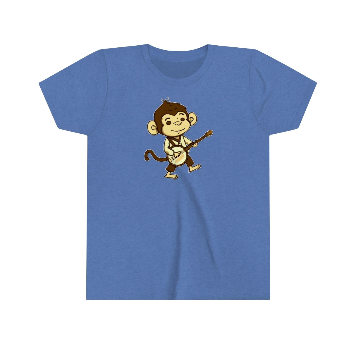 "Banjo Bonobo" - Monkey Playing The Banjo - Short Sleeve Banjo Shirt - Youth Sizes - Image 5
