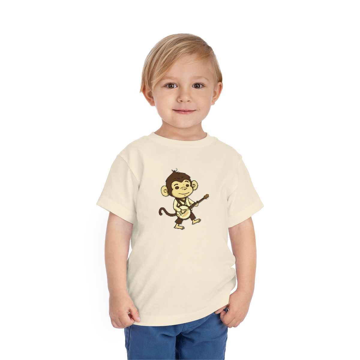 "Banjo Bonobo" - Monkey Playing The Banjo - Short Sleeve Banjo Shirt - Toddler Sizes - Image 4