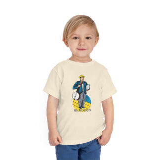 A banjo shirt with A graphic of El Musico from Loteria holding a banjo