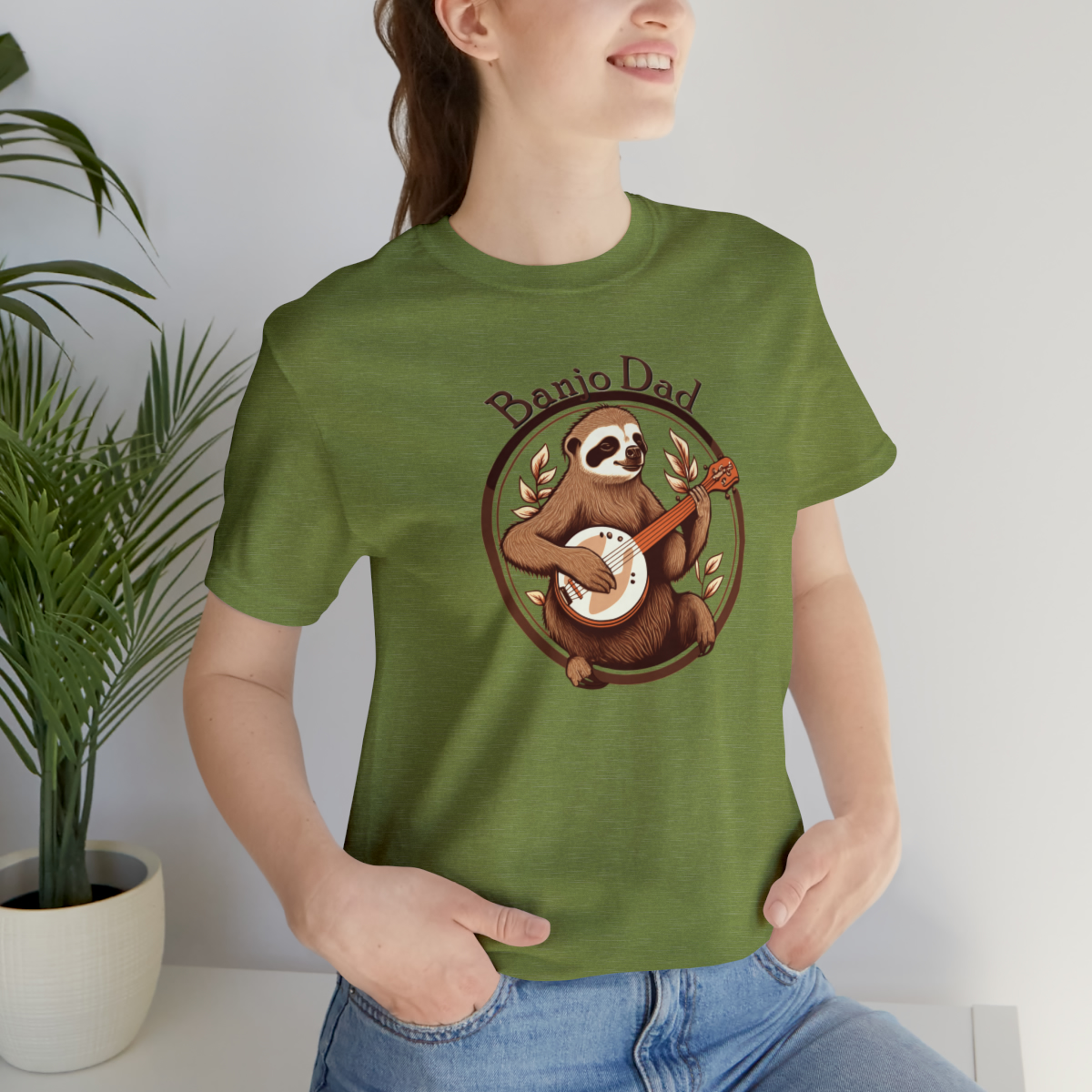 Banjo Dad - Sloth Banjo Shirt - Short Sleeve T - Banjo Gift, Fathers Day, Gift for Dad, Banjo Player, Bluegrass Music, Dad Musician Gift - Image 93